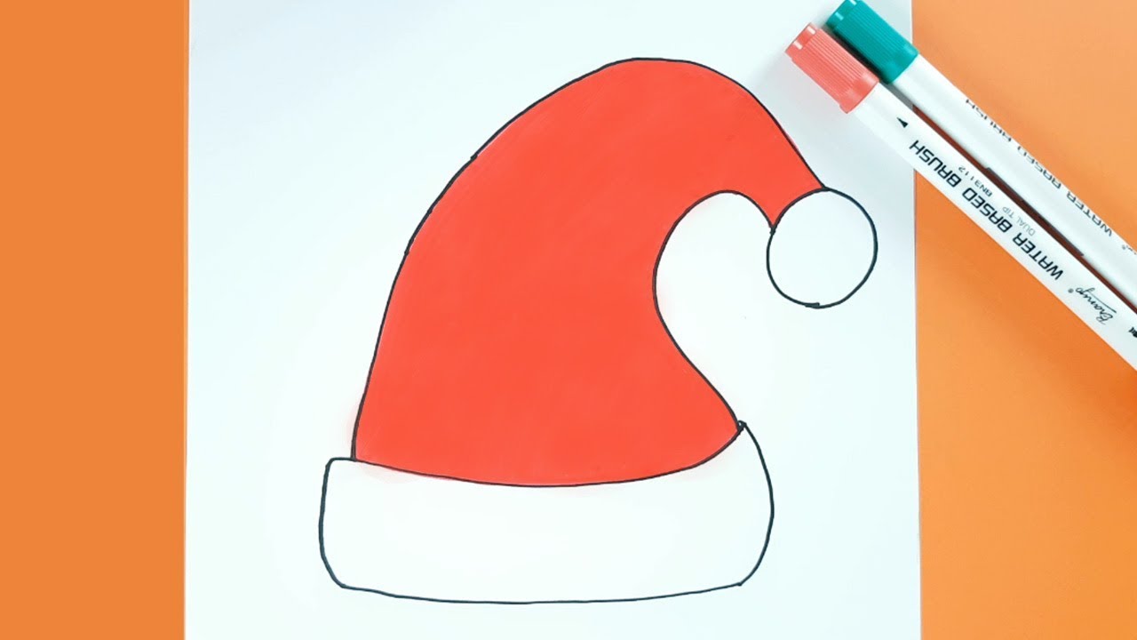1280x720 Christmas Drawing How To Draw Santa Hat Easy Step - Santa Claus Hat Drawing