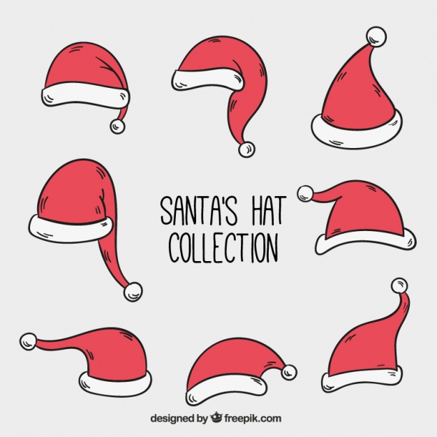 626x626 various hand drawn santa claus decorative hats vector free download - Santa Claus Hat Drawing