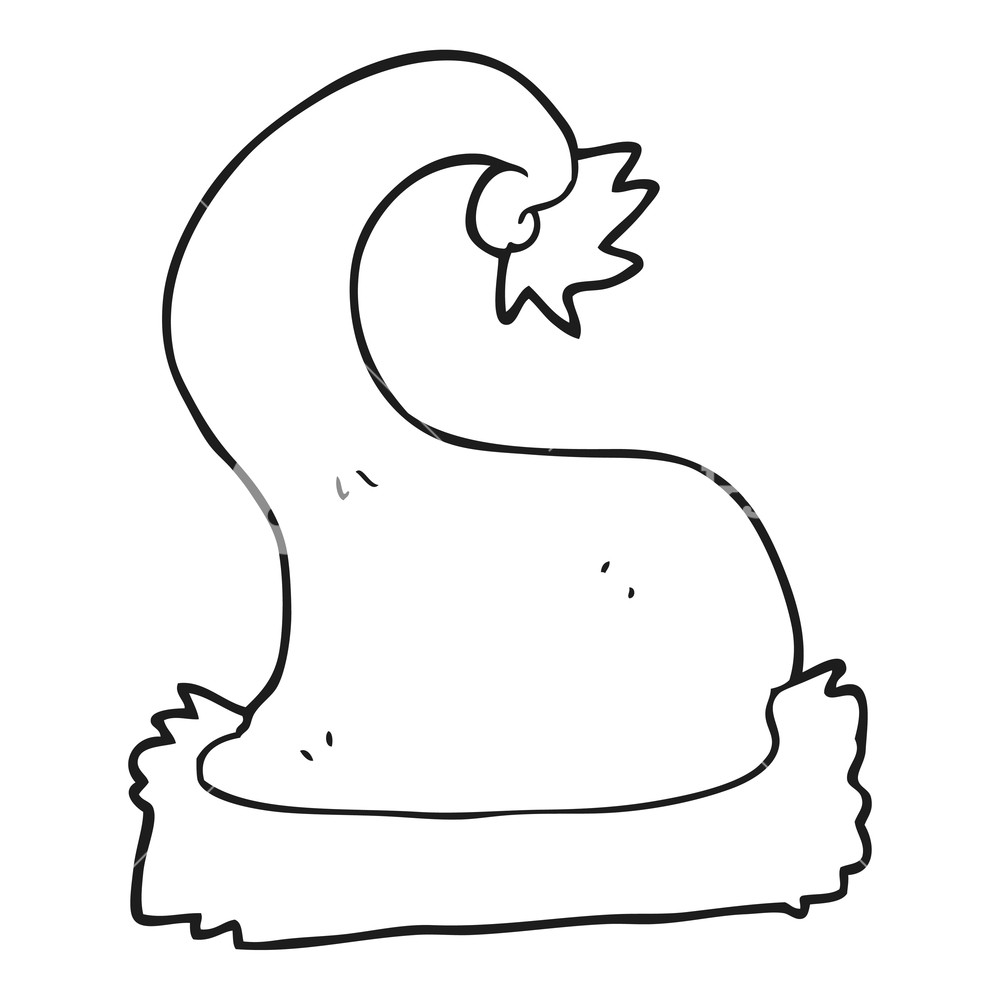 1000x1000 Freehand Drawn Black And White Cartoon Santa Claus Hat Royalty - Santa Claus Hat Drawing