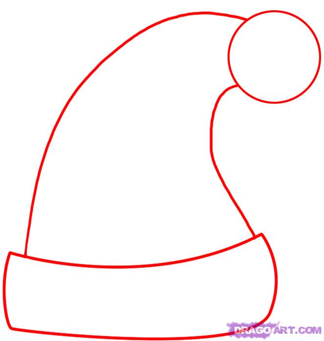 662x697 Draw A Santa Hat, Step - Santa Claus Hat Drawing