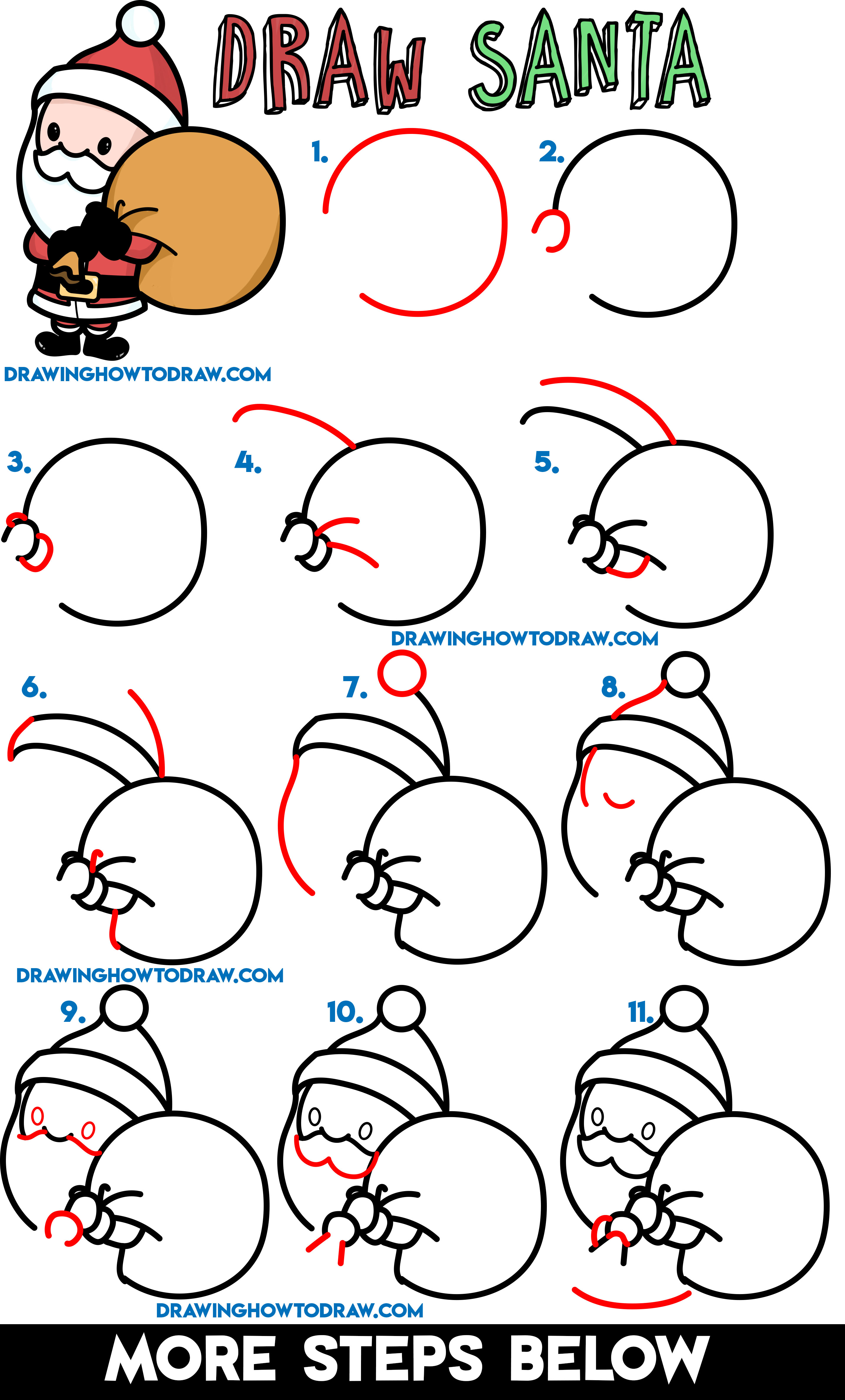 2865x4746 How To Draw A Cute Cartoon Santa Claus Easy Steps Tutorial - Santa Claus Images For Drawing