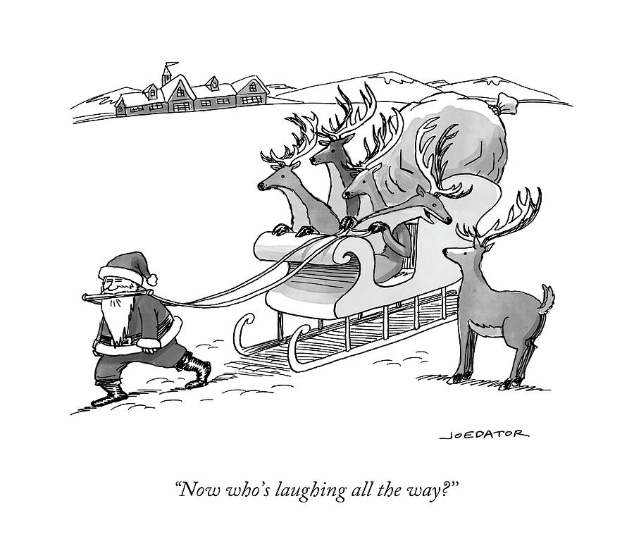900x772 santa claus pulls a sleigh full of reindeer drawing - Santa Claus Images For Drawing