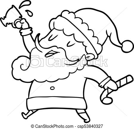450x433 line drawing of a santa claus with hot cocoa - Santa Claus Line Drawing