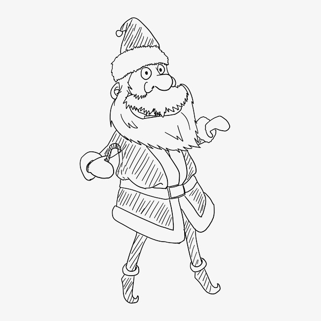 650x651 Santa Claus Waving A Line Drawing Vector Free Download Vector - Santa Claus Line Drawing
