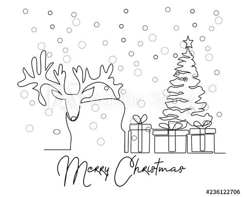 500x407 Continuous Line Drawing Of Santa Claus Sitting On A Sleigh - Santa Claus Line Drawing