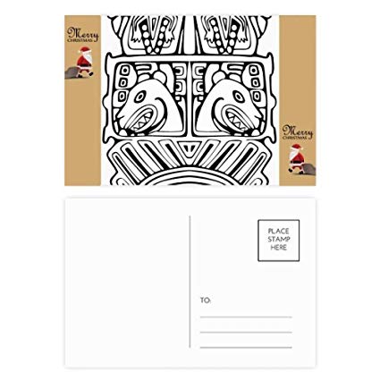 425x425 Indian Abstract Line Drawing Totem Pole Face Santa - Santa Claus Line Drawing