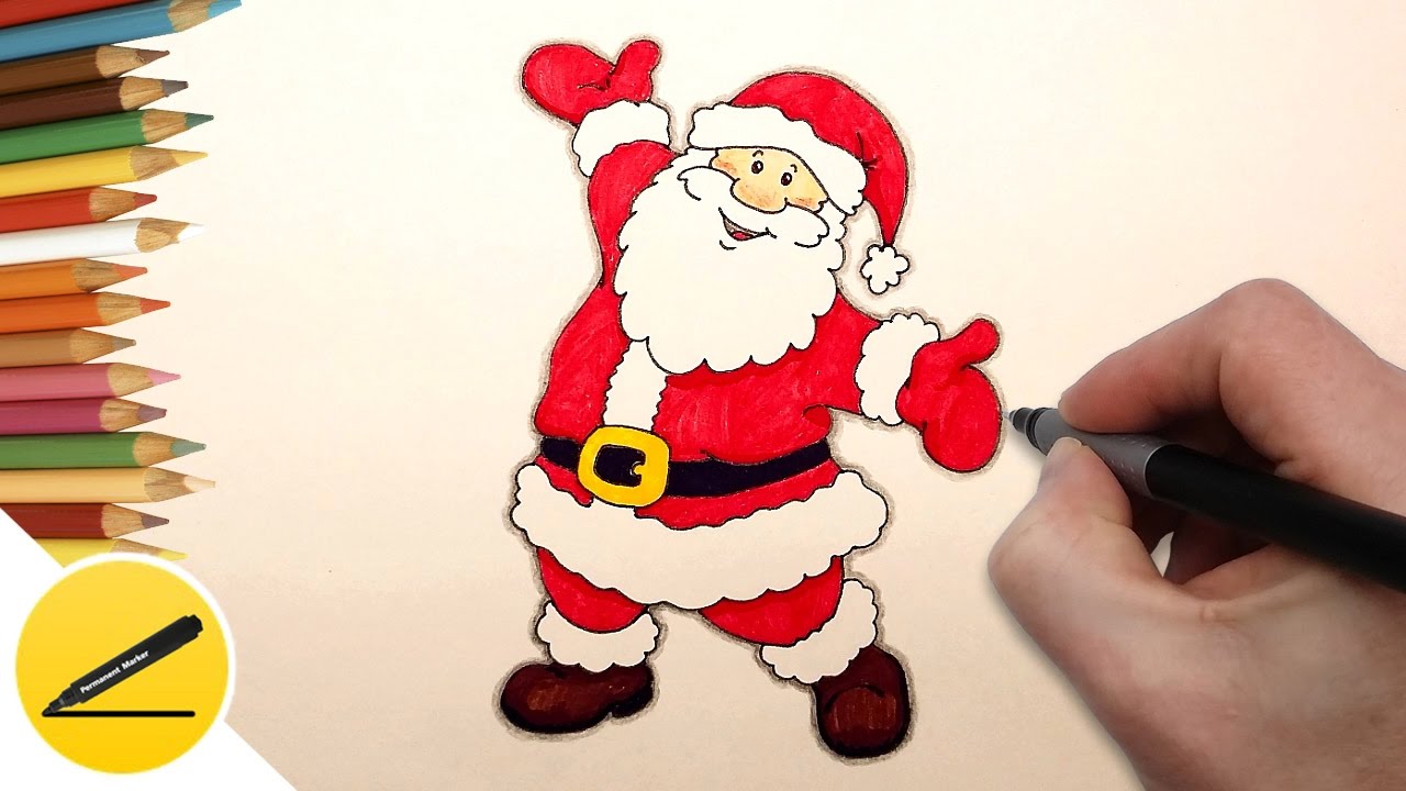 1280x720 How To Draw Santa Claus Step - Santa Claus Pictures Drawing