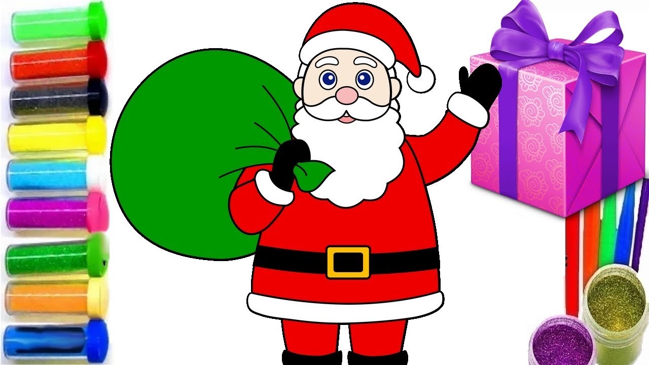 1280x720 Learn Colors With Santa Claus Noel Christmas Gifts Painting - Santa Claus Pictures Drawing