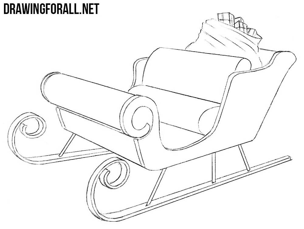 1000x754 huge collection of 'santas sleigh drawing' download more than - Santa Claus Sleigh Drawing