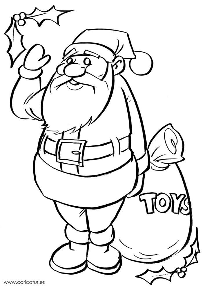 700x991 Black And White Santa Drawing For Colouring In! - Santa Drawing