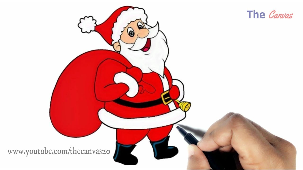 1280x720 Kids Christmas Drawing How To Draw Easy Santa Claus Step - Santa Drawing Easy