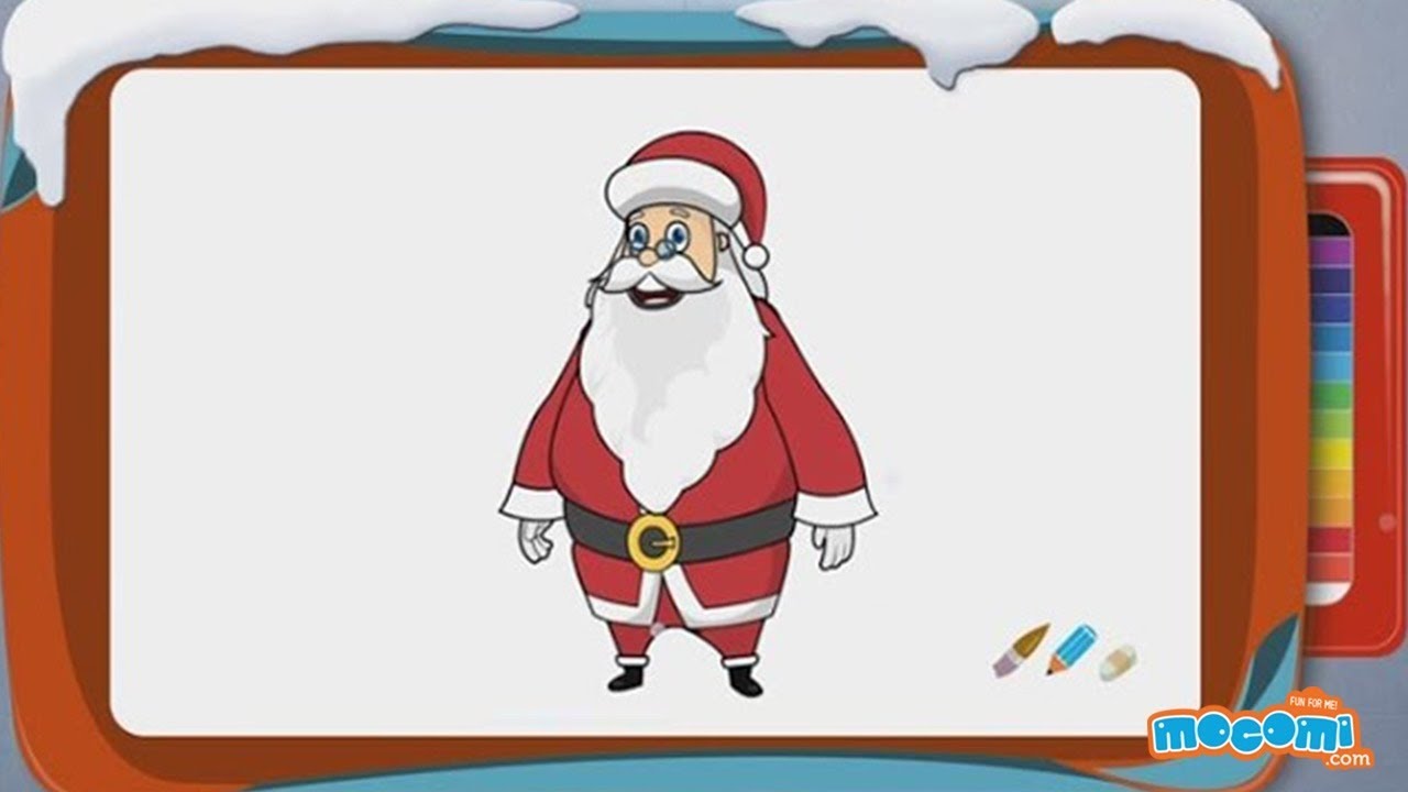 1280x720 How To Draw A Santa Claus Step - Santa Drawing For Kids