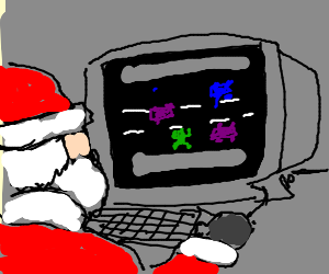 300x250 santa claus playing frog pc game drawing - Santa Drawing Game
