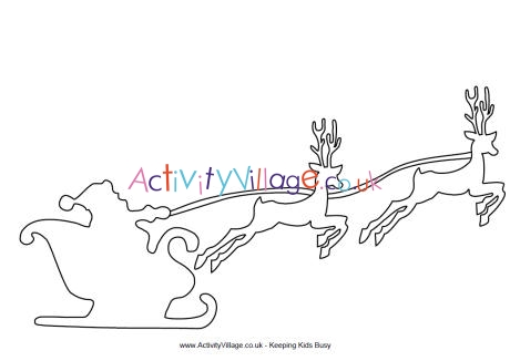460x326 Santa Sleigh With Reindeer Template - Santa Drawing Template