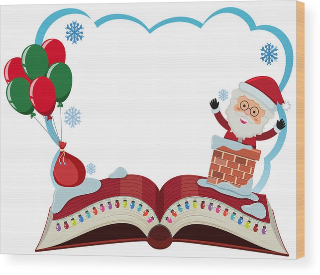 643x552 border template with santa and balloons wood print - Santa Drawing Template