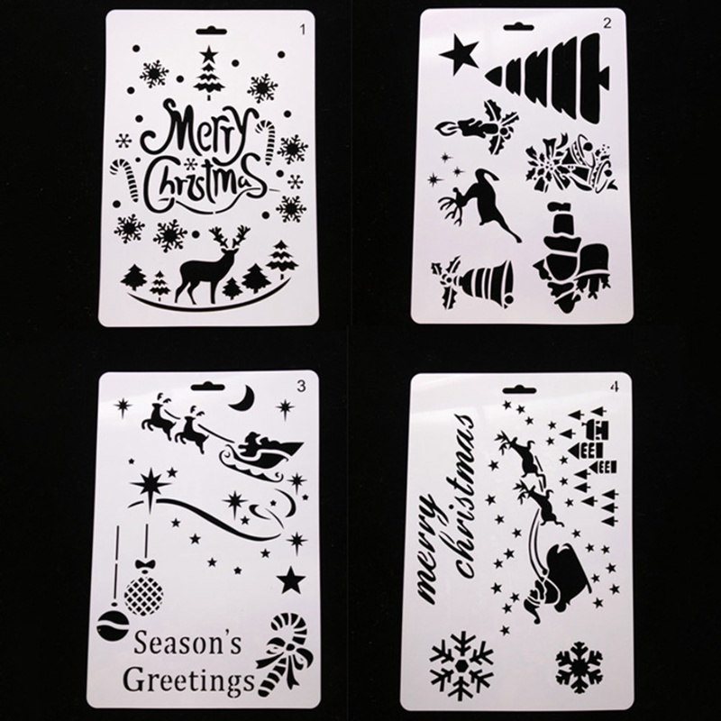 800x800 christmas card diy stencil christmas tree reindeer santa claus - Santa Drawing Template