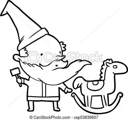 450x421 Line Drawing Of A Santa - Santa Elf Drawing