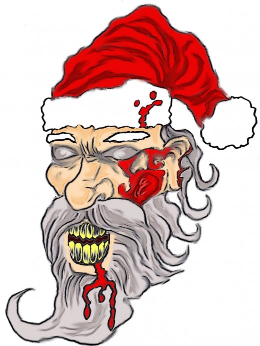 520x691 How Draw A Zombie Santa Face Drawing And Paint - Santa Face Drawing