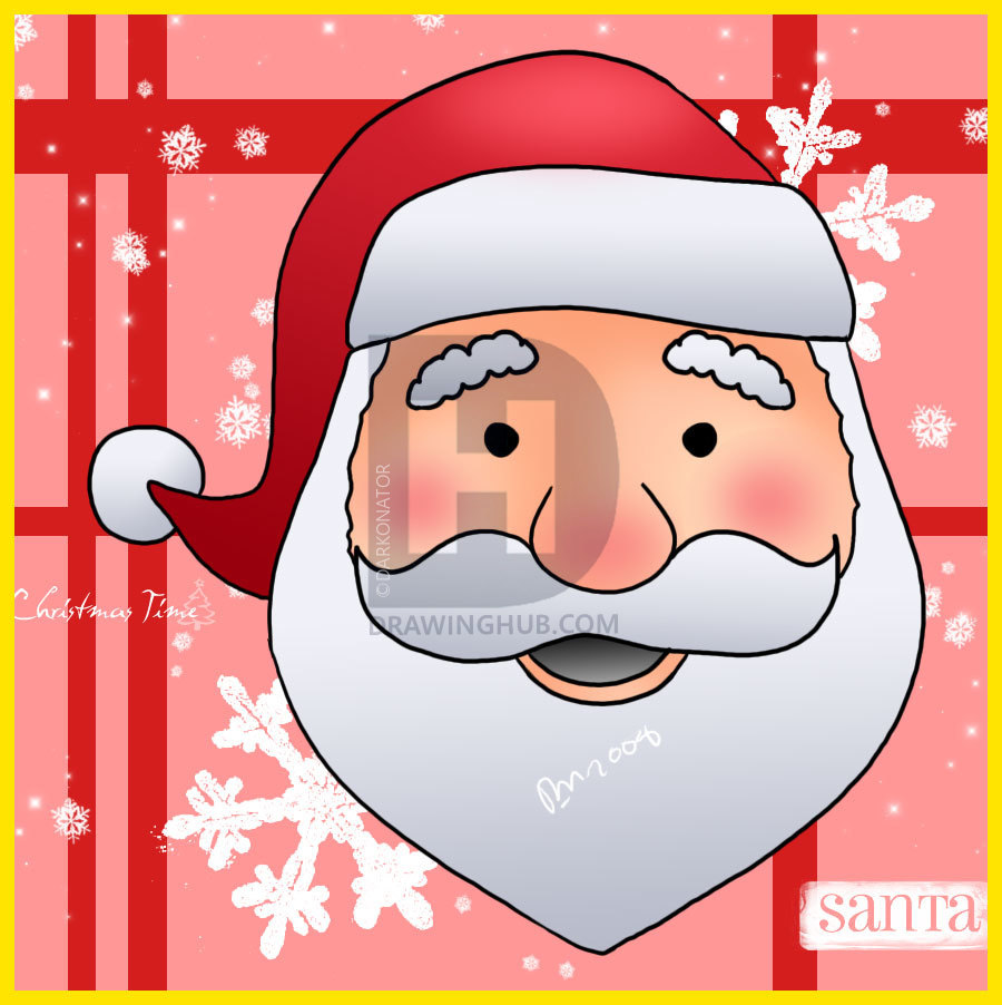 Santa Face Drawing at PaintingValley.com | Explore collection of Santa ...