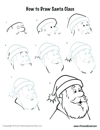 400x518 How To Draw A Santa Face Free Printable Coloring - Santa Face Drawing