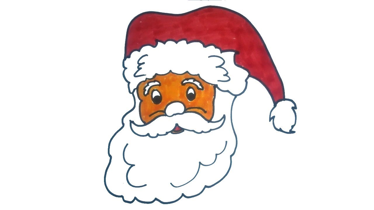 1280x720 santa claus face drawing how to draw santa claus step - Santa Face Drawing