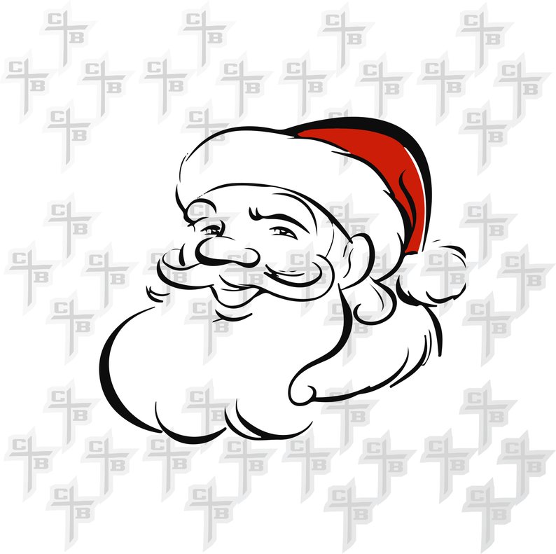794x791 Santa Face Drawing Hipster Png Files For Etsy - Santa Face Drawing