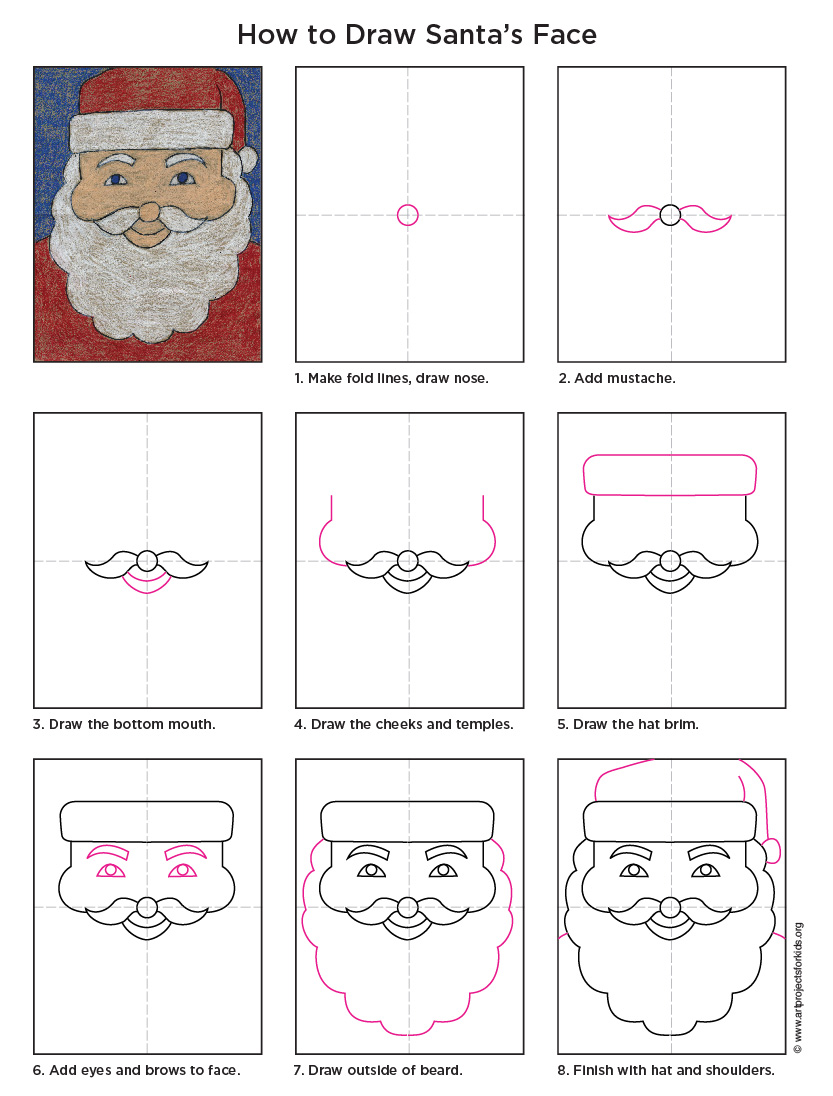 833x1096 Draw Santa's Face Art Projects For Kids - Santa Face Drawing