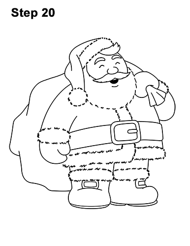 386x500 How To Draw Santa Claus - Santa Line Drawing