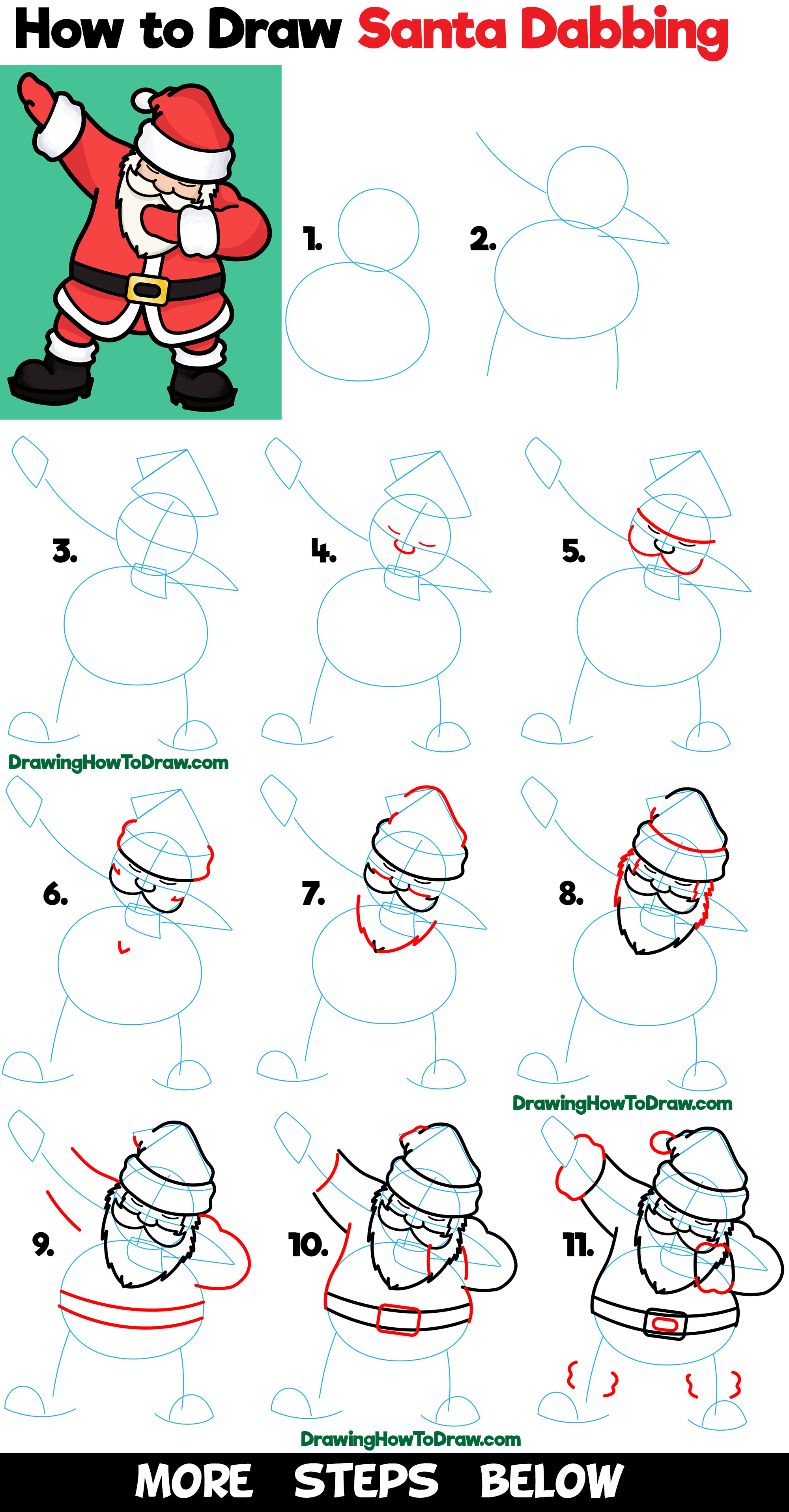 2000x3832 How To Draw Santa Dabbing Easy Steps Drawing Tutorial - Santa Line Drawing
