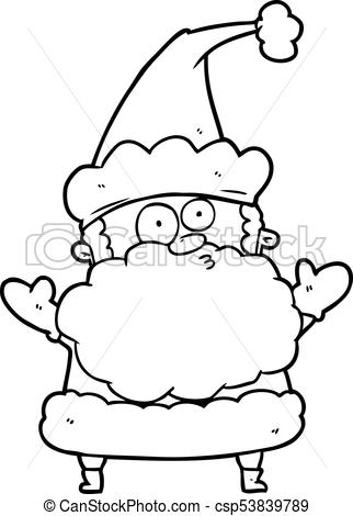 322x470 Line Drawing Of A Confused Santa Claus Shurgging Shoulders - Santa Line Drawing