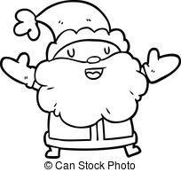 204x194 Line Drawing Of A Santa Claus Carrying Sack Of Presents - Santa Line Drawing