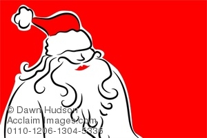 300x200 Simple Line Drawing Santa Claus Clipart Image - Santa Line Drawing
