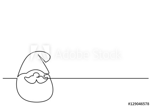 500x354 Continuous Line Drawing Of Santa Claus Head - Santa Line Drawing