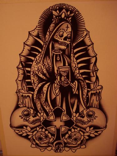 375x500 Tattoo Art Death Tattoos Santa Muerte - Santa Muerte Tattoo Drawing