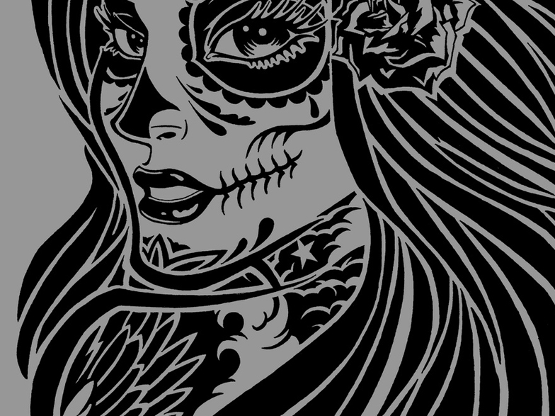 784x587 The First Design Of La Santa Muerte Series! Sakarovalexander - Santa Muerte Tattoo Drawing