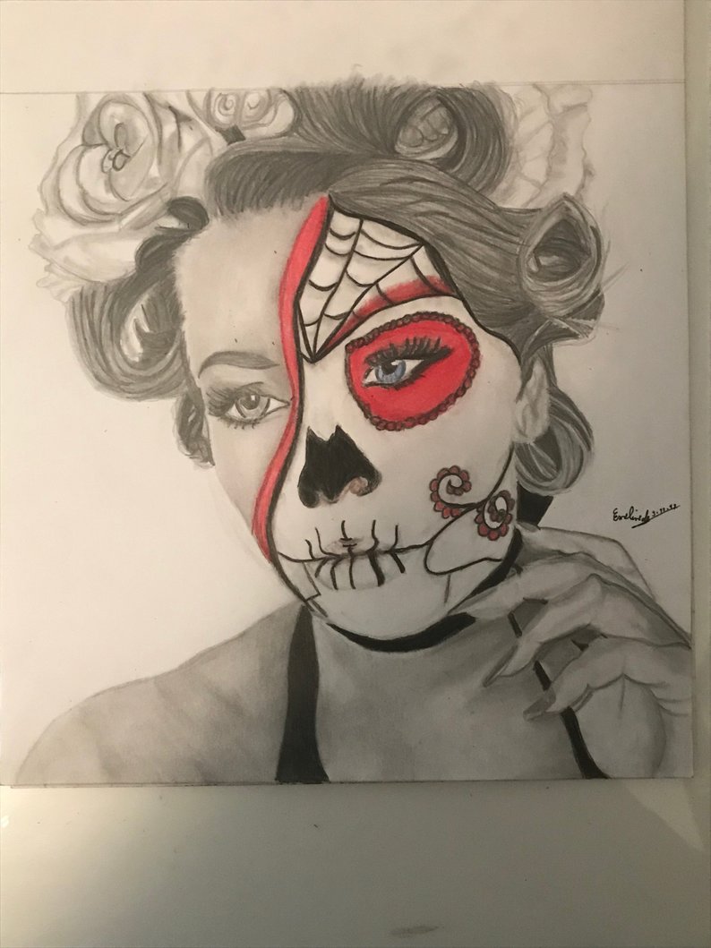 794x1059 Santa Muerte Pencil Drawing Etsy - Santa Pencil Drawing