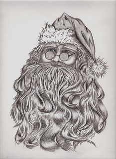 233x320 santa pencil sketch hidden name kurt rohlmann - Santa Pencil Drawing