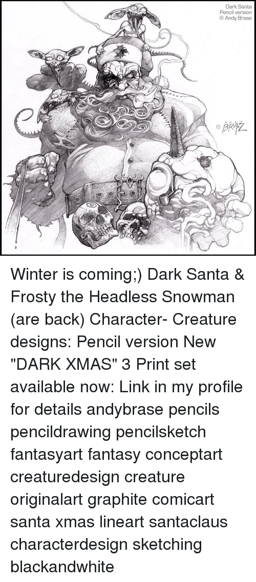 500x1138 dark santa pencil version andy brase winter is coming dark santa - Santa Pencil Drawing