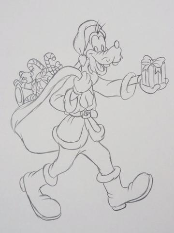 360x480 Disney Santa Goofy Christmas Colored Pencil Drawing - Santa Pencil Drawing