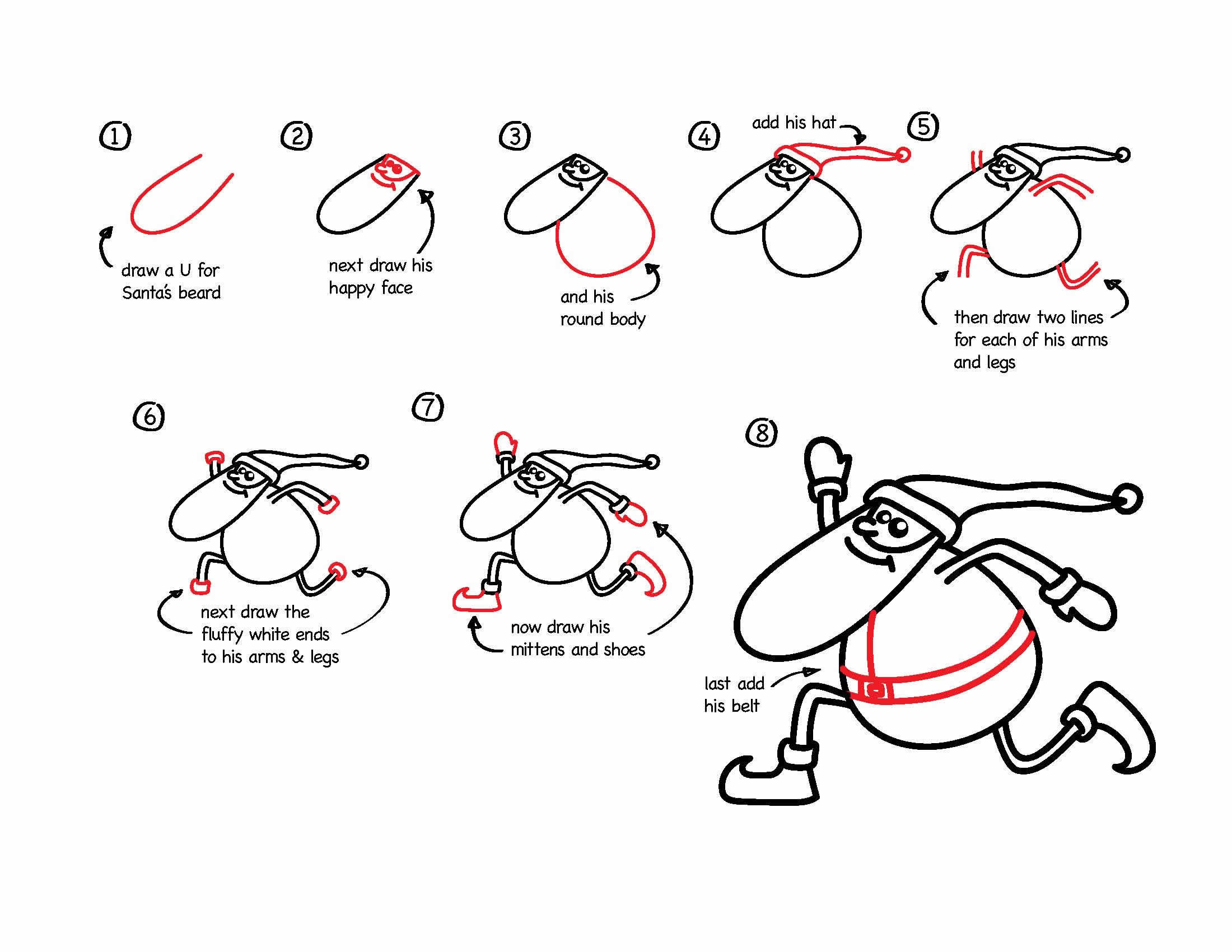 2200x1700 How To Draw Santa - Santa Sketch Drawing