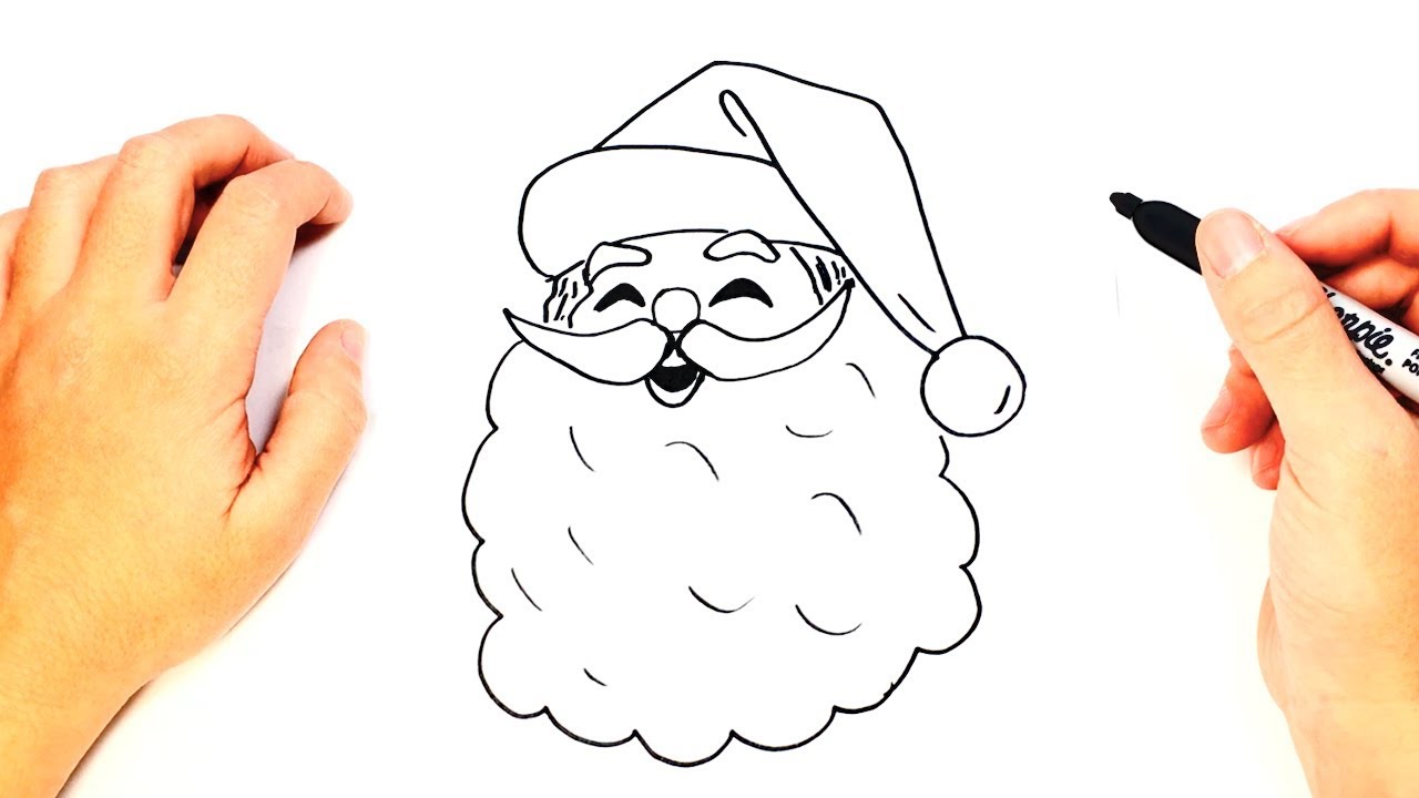 1280x720 How To Draw A Santa Claus Face Step - Santa Sketch Drawing