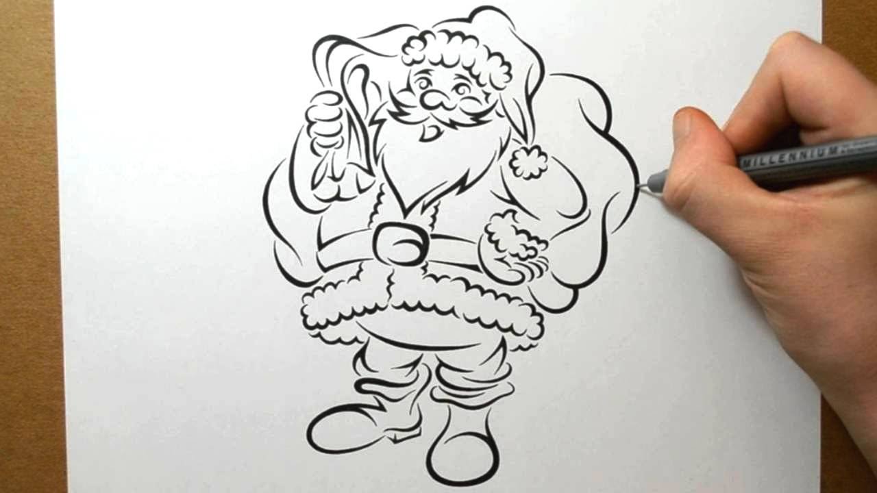 1280x720 Huge Collection Of 'santa Sketch Drawing' Download More Than - Santa Sketch Drawing