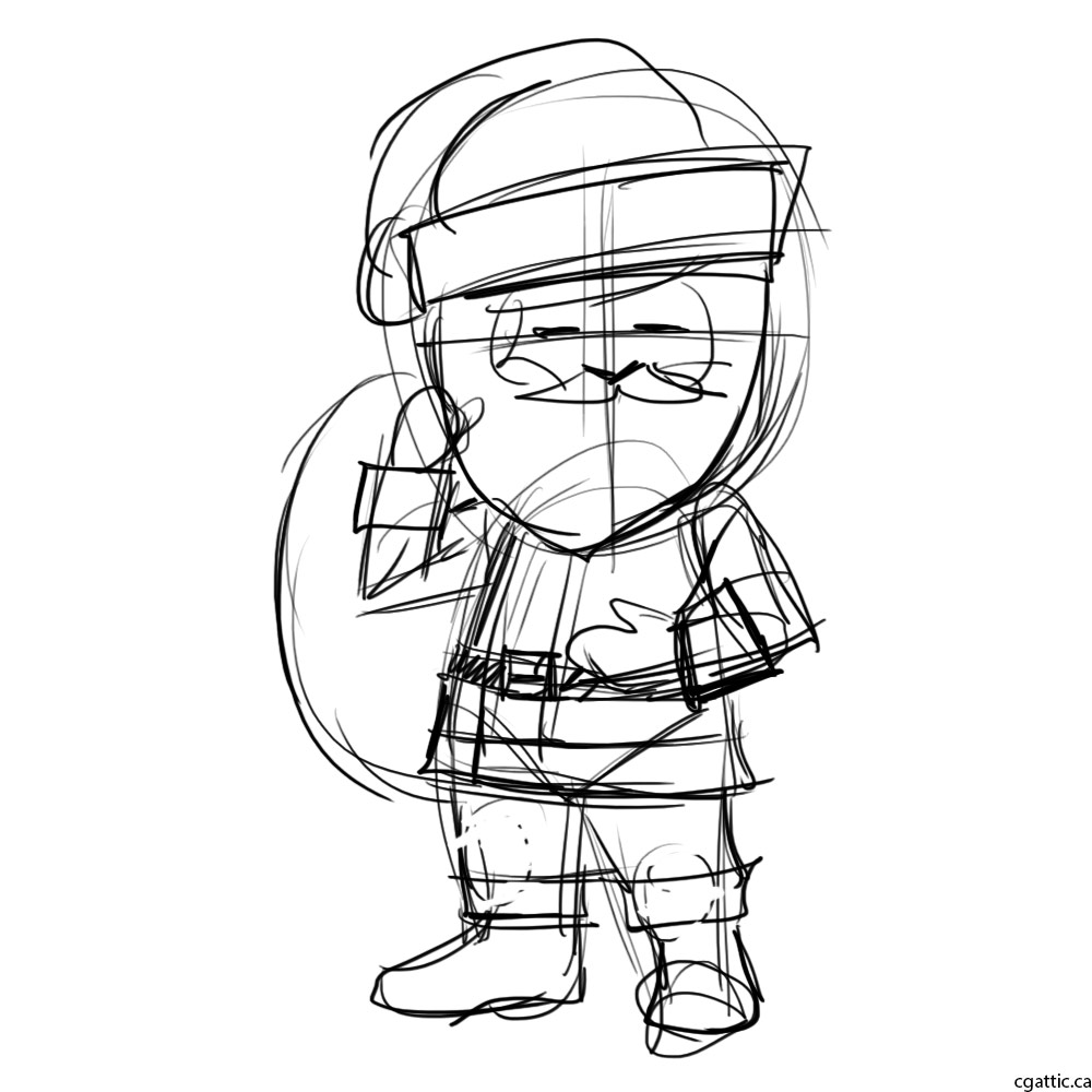 1000x1000 Santa Cartoon Drawing In Steps With Photoshop - Santa Sketch Drawing