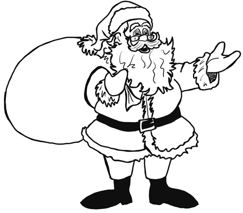 500x439 santa claus sketch outline how to draw a jolly santa claus cartoon - Santa Sketch Drawing