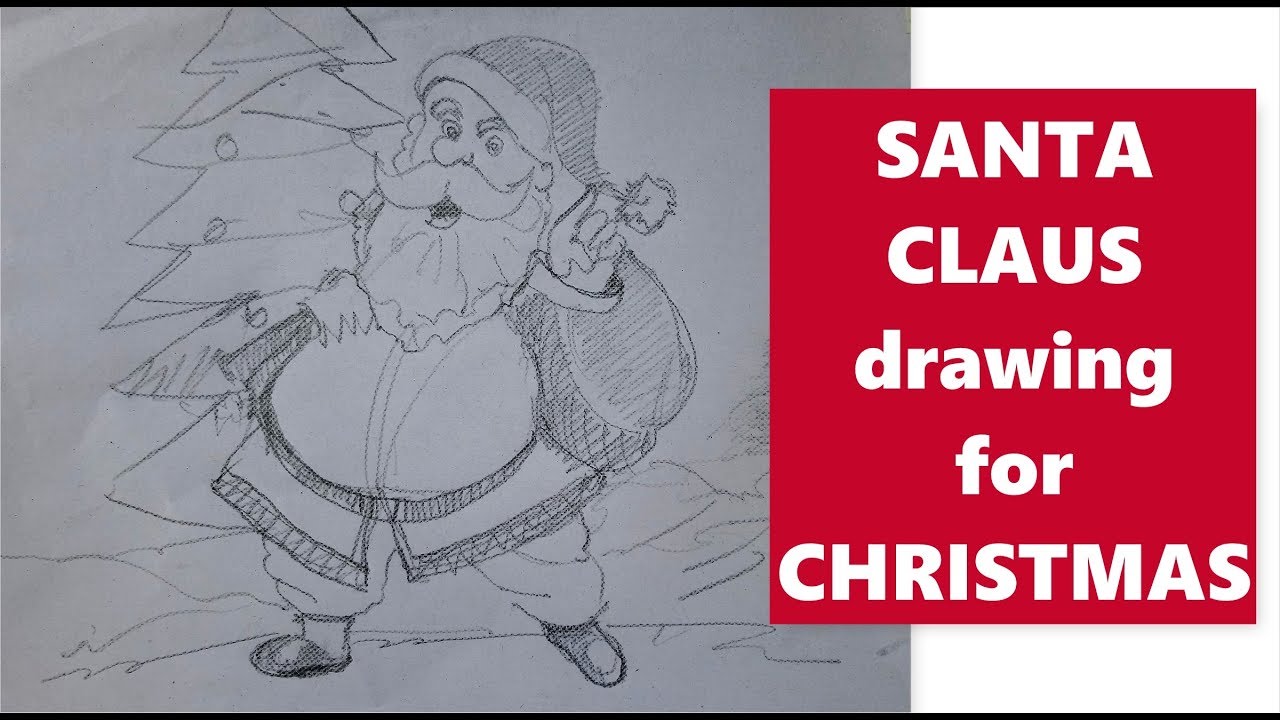 1280x720 Santa Claus Easy Sketch Drawing For Christmas - Santa Sketch Drawing