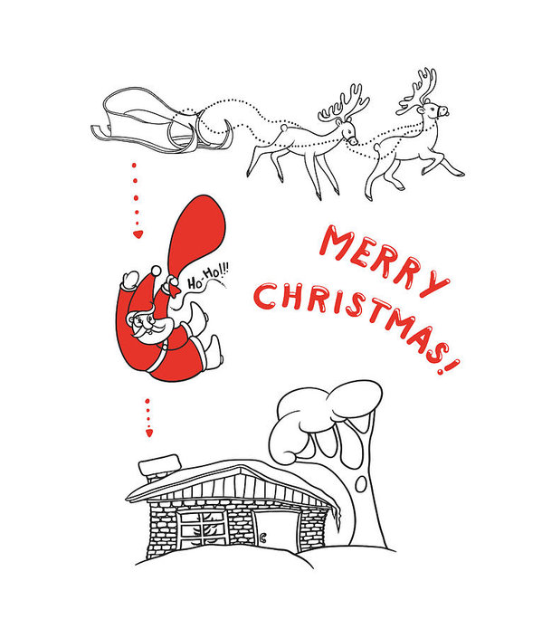 599x705 Sketch Illustration Of Santa Claus With Gifts From A Sleigh - Santa Sketch Drawing