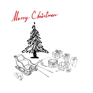 300x300 Hand Drawn Of Santa Hat With Sleigh And Gifts Drawing - Santa Sled Drawing