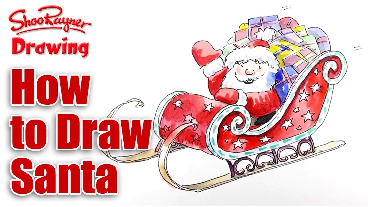 1280x720 How To Draw Santa's Sleigh For Christmas - Santa Sled Drawing