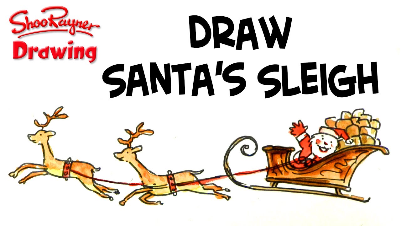 1280x720 How To Draw Santa And His Sleigh - Santa Sled Drawing