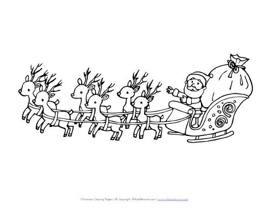 530x410 Santa Flying In Sleigh Coloring - Santa Sled Drawing